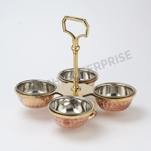 Copper/Stainless Steel Pickle Stand - 4 Bowls