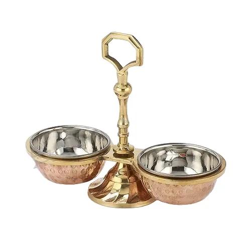 Nishi C-S-pickle-stand-2 – Copper/Stainless Steel Pickle Stand - 2 Bowls