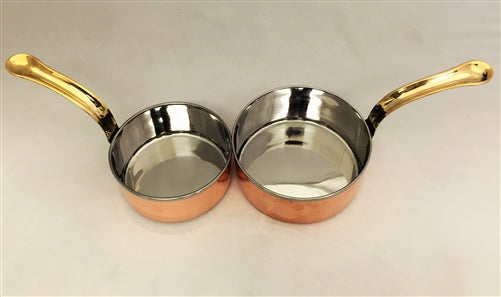 Servingware Indian Style Copper/Stainless Steel Sauce Pan # 2 - 16 oz