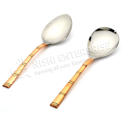Copper/Stainless Steel Serving Spoon- 8 Inch Long - Round