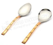 Copper/Stainless Steel Serving Spoon - 8 Inch Long - Round