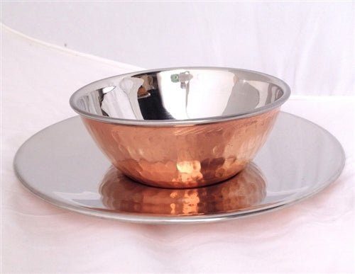 Copper/Stainless Steel Soup Bowl with Plate - 8 Oz.