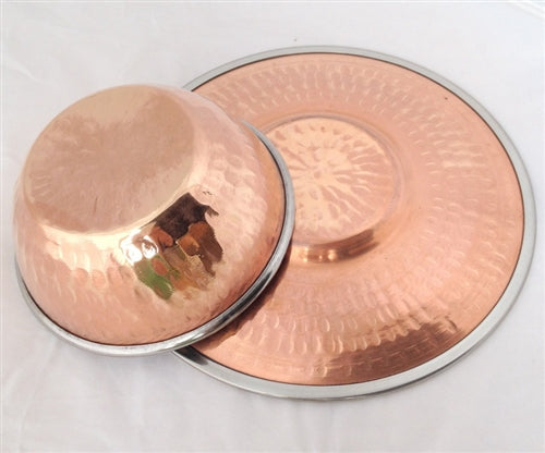 Copper/Stainless Steel Soup Bowl with Plate - 8 Oz.
