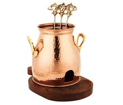 Copper Table Top Appetizer Tandoor with Wooden Tray