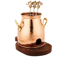 Copper Table Top Appetizer Tandoor with Wooden Tray