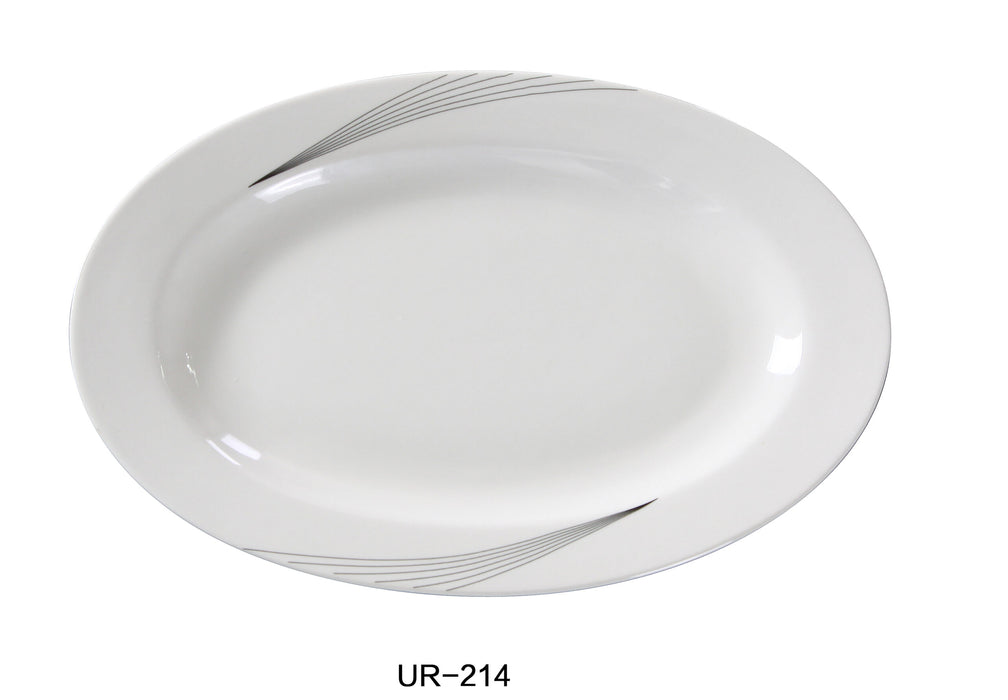 Yanco UR-214 Urban Line Platter, 14″ Length x 10.5 Width, China, Bone White, Pack of 12