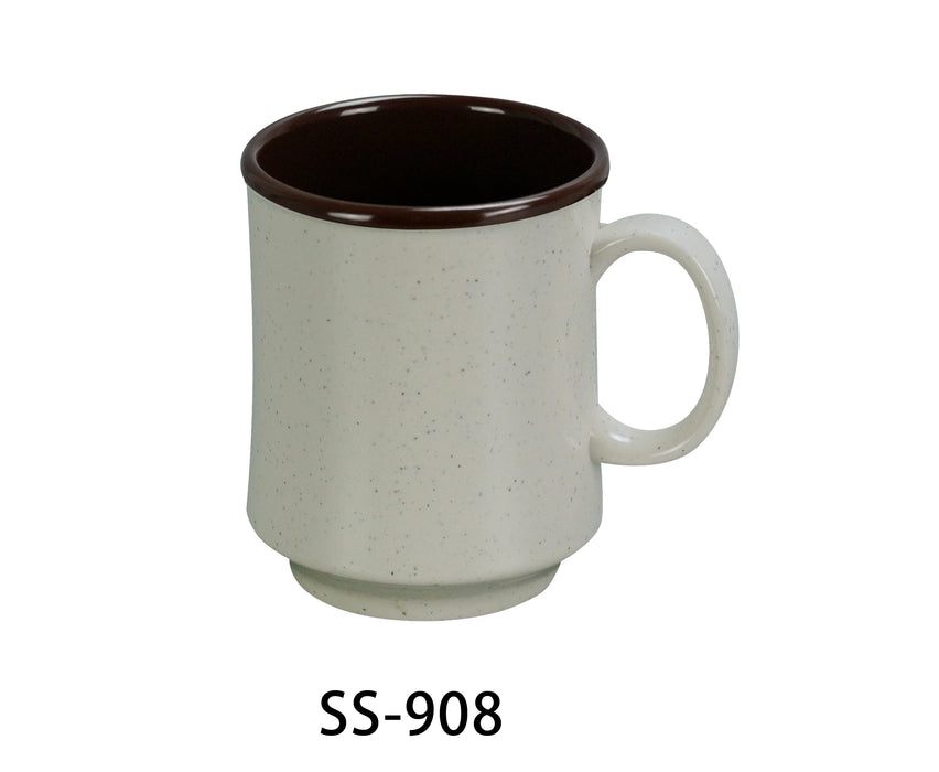 Yanco SS-908 Sesame Two-Tone Coffee/Tea Mug, 8 oz Capacity, 3.75″ Height, 3″ Diameter, Melamine, Pack of 48