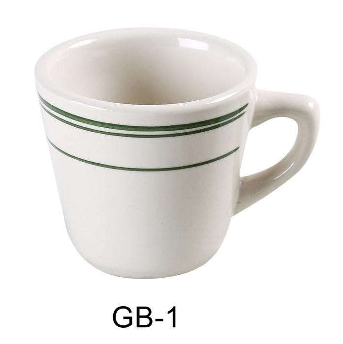 Yanco GB-1 Green Band Tall Cup, 7 oz Capacity, 3.25″ Diameter, 2.75″ Height, China, American White Color, Pack of 36