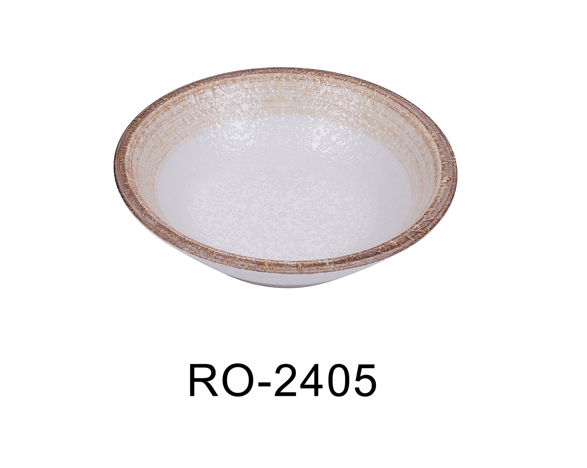 Yanco RO - 2405 ROCKEYE - 2 4 3/4" x 1 1/4" Fruit Bowl, 5 Oz, China, Round, White & Brown, Pack of 36