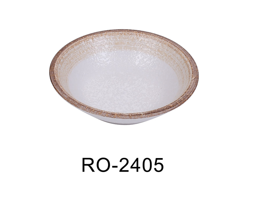 Yanco RO-2405 ROCKEYE-2 4 3/4" x 1 1/4" Fruit Bowl, 5 Oz, China, Round, White & Brown, Pack of 36