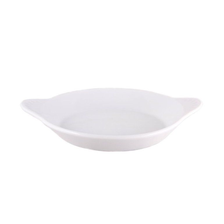 Yanco FH - 10 French Handled Dish, 8.5"‚ Diameter, 1"‚ Height, China, Super White Color, Pack of 12