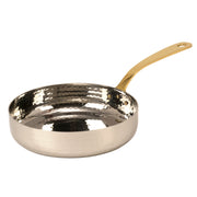 Hammered Stainless Steel Fry Pan serving bowl with Brass Handle - 18 Oz.