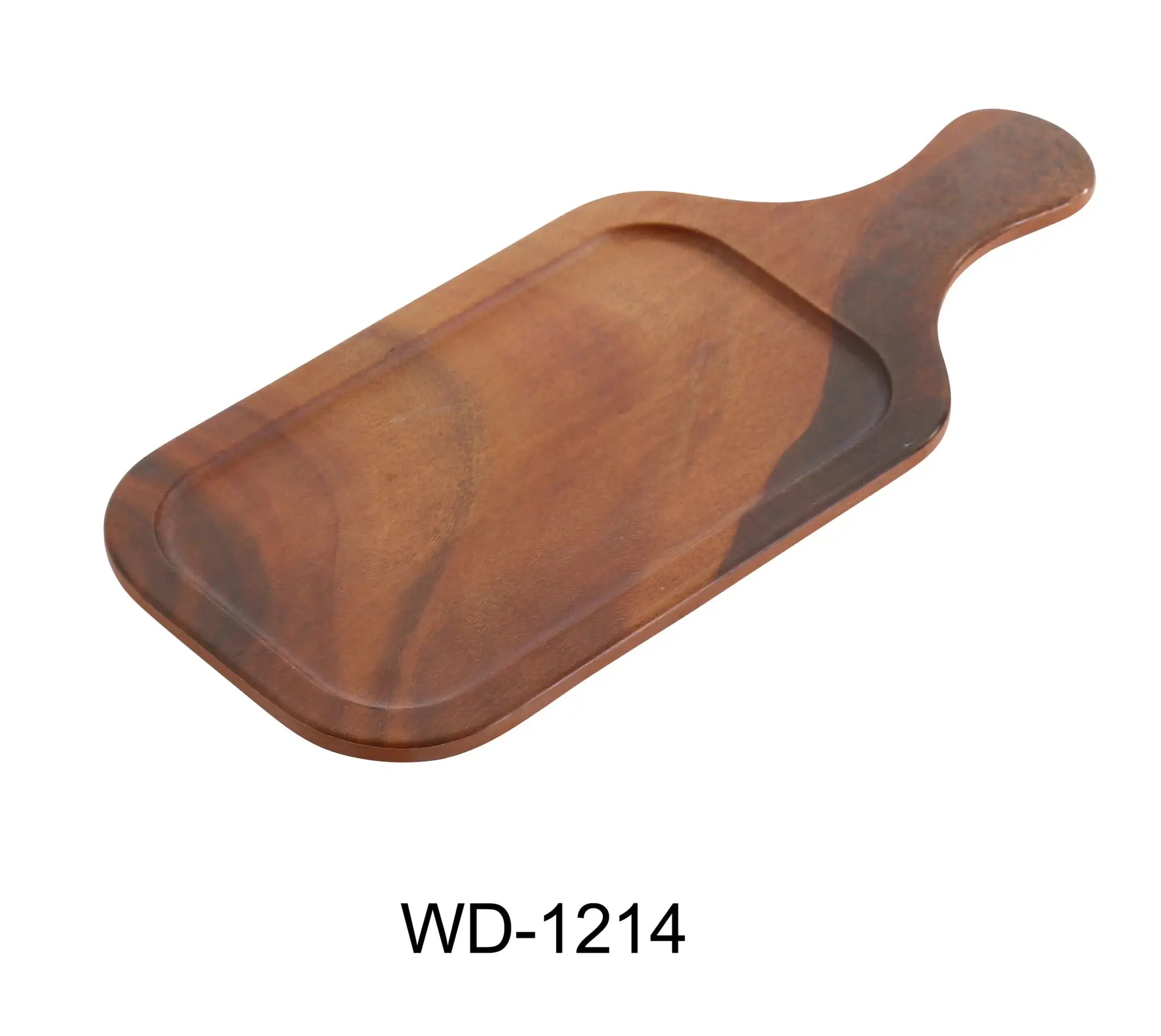 Yanco WD - 1214 Wooden Tray 14"‚ RECTANGULAR TRAY WITH HANDLE, 5.75"‚ Width, Melamine, Brown Color, Wood - Look, Pack of 24