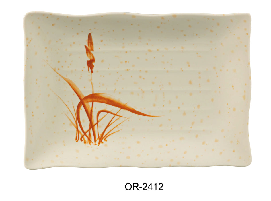 Yanco OR-2412 Orchis Rectangular Plate, Ripple Edge, 11″ Length, 8″ Width, Melamine, Pack of 36