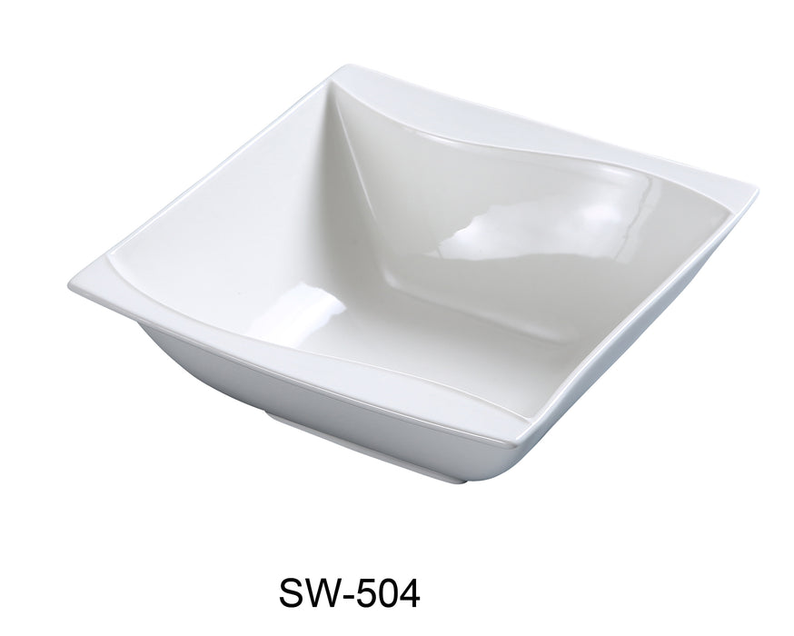 Yanco SW-504 Sea Wave 4″ Dessert Bowl, Square, 5-oz, China, Bone White, Pack of 36