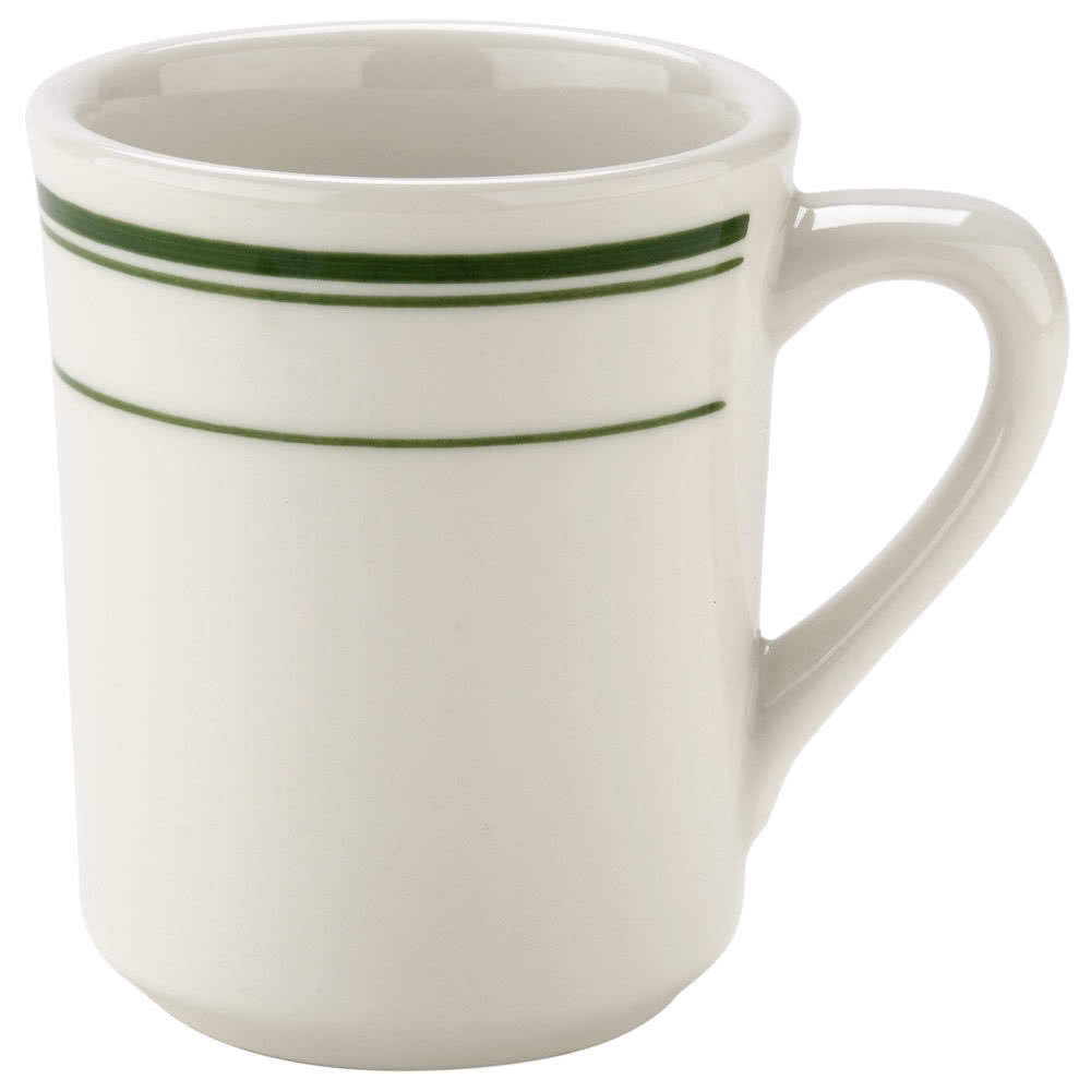 Yanco GB - 17 Green Band Coffee/Tea Mug, 7 OZ, 3" X 3.625"‚ China, American White Color, Pack of 36