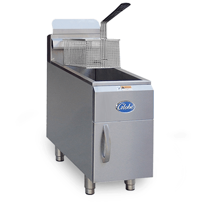 Globe GF15PG 15 lb. Liquid Propane Gas Countertop Fryer - 26,500 BTU, 2 Burners, Durable and Versatile