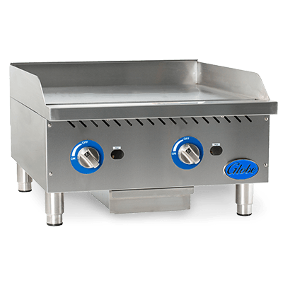 Globe GG24G 24" Countertop Gas Griddle - 60,000 BTU, Manual Control