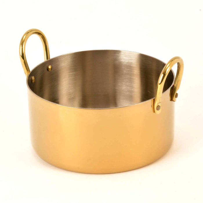 Stainless Steel Gold Sauce Pan with Brass Wire Handles - 20 Oz