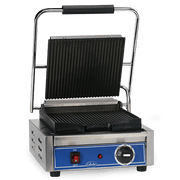 Globe GPG10 Bistro Series Single Sandwich Grill with Grooved Plates - 10" x 9.5" Cooking Surface - 120V, 1800W
