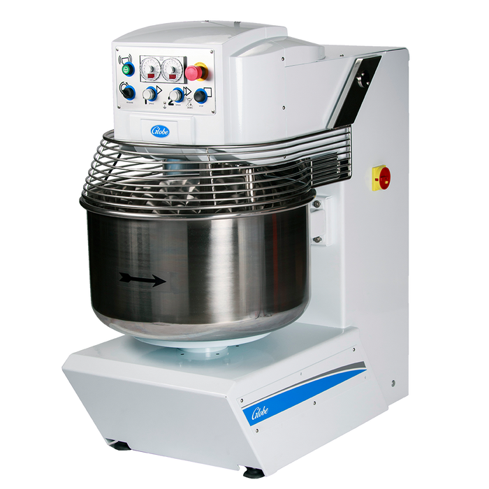 Globe GSM130 106 qt. / 130 lb. Two-Speed Spiral Dough Mixer, European Design for Perfectly Kneaded Dough - 208V, 3 Phase, 4 HP
