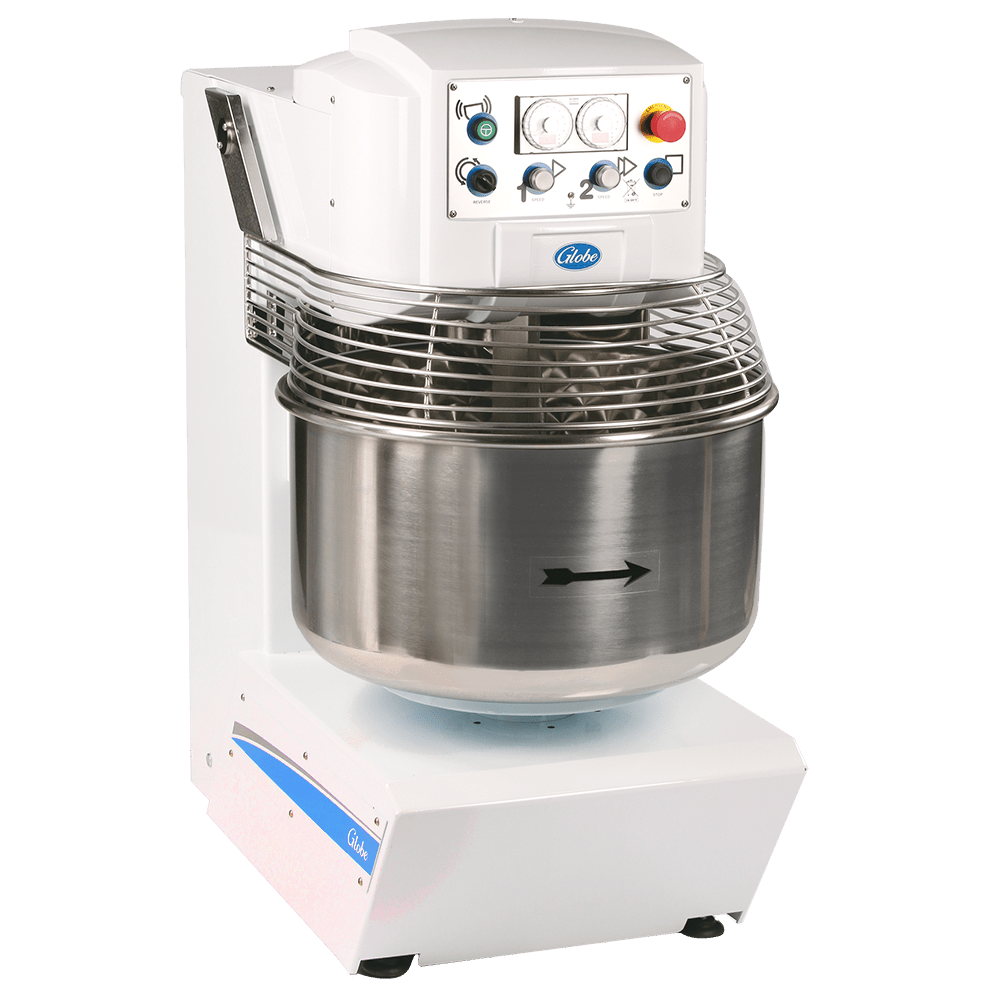 Globe – Globe GSM175 142 qt. / 175 lb. Two-Speed Spiral Dough Mixer, European Design for Perfectly Kneaded Dough - 208V, 3