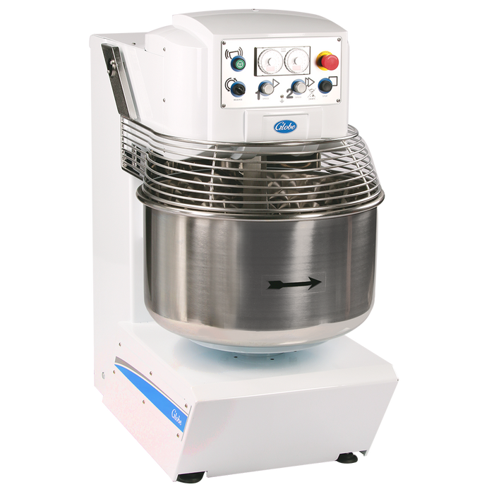 Globe GSM175 142 qt. / 175 lb. Two-Speed Spiral Dough Mixer, European Design for Perfectly Kneaded Dough - 208V, 3 Phase, 6 HP