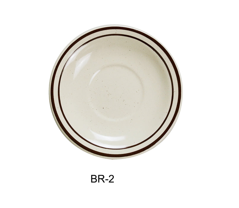 Yanco BR-2 Brown Speckled Royal Saucer, 5.5″ Diameter, China, American White Color, Pack of 36