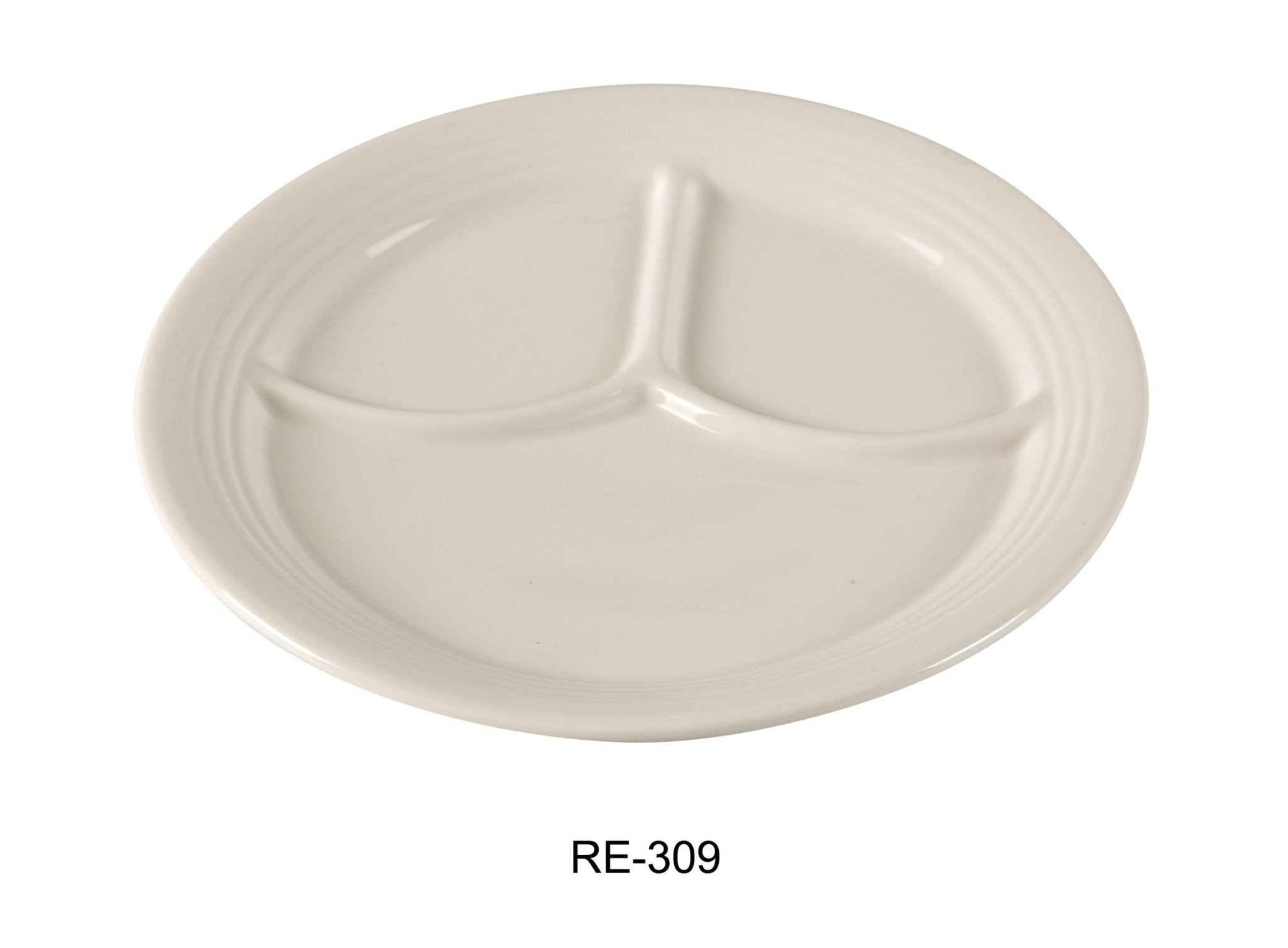 Yanco RE - 309 Recovery Compartment Plate, 22 oz Capacity, 9.5"‚ Diameter, China, American White Color, Pack of 24