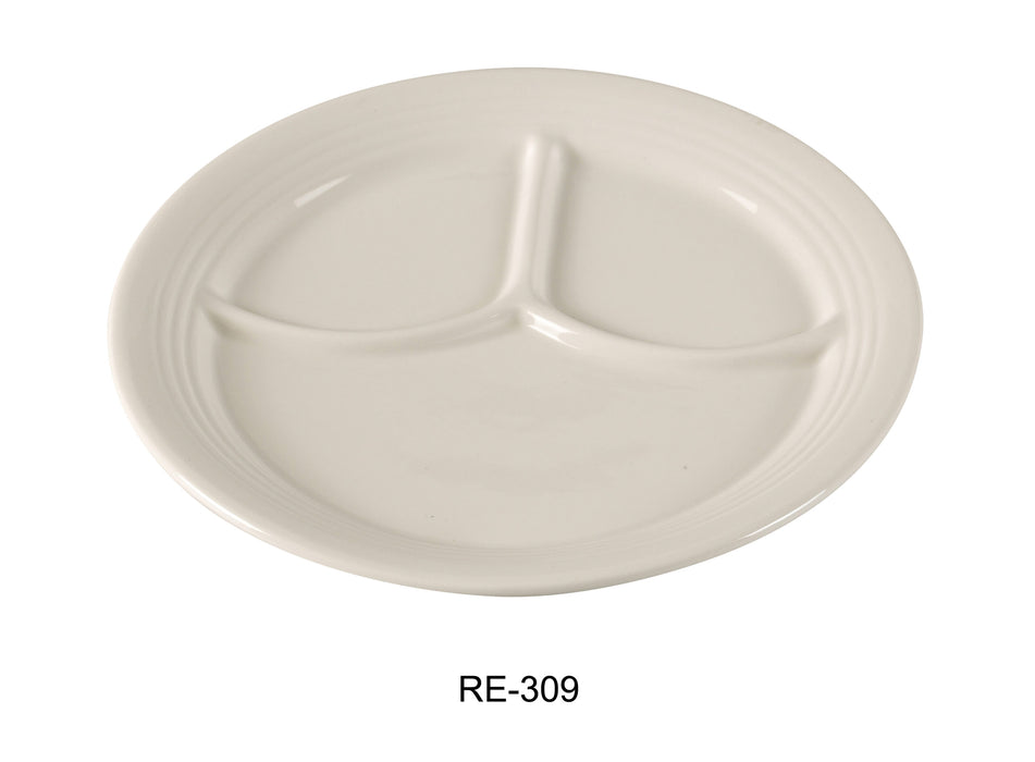 Yanco RE-309 Recovery Compartment Plate, 22 oz Capacity, 9.5″ Diameter, China, American White Color, Pack of 24