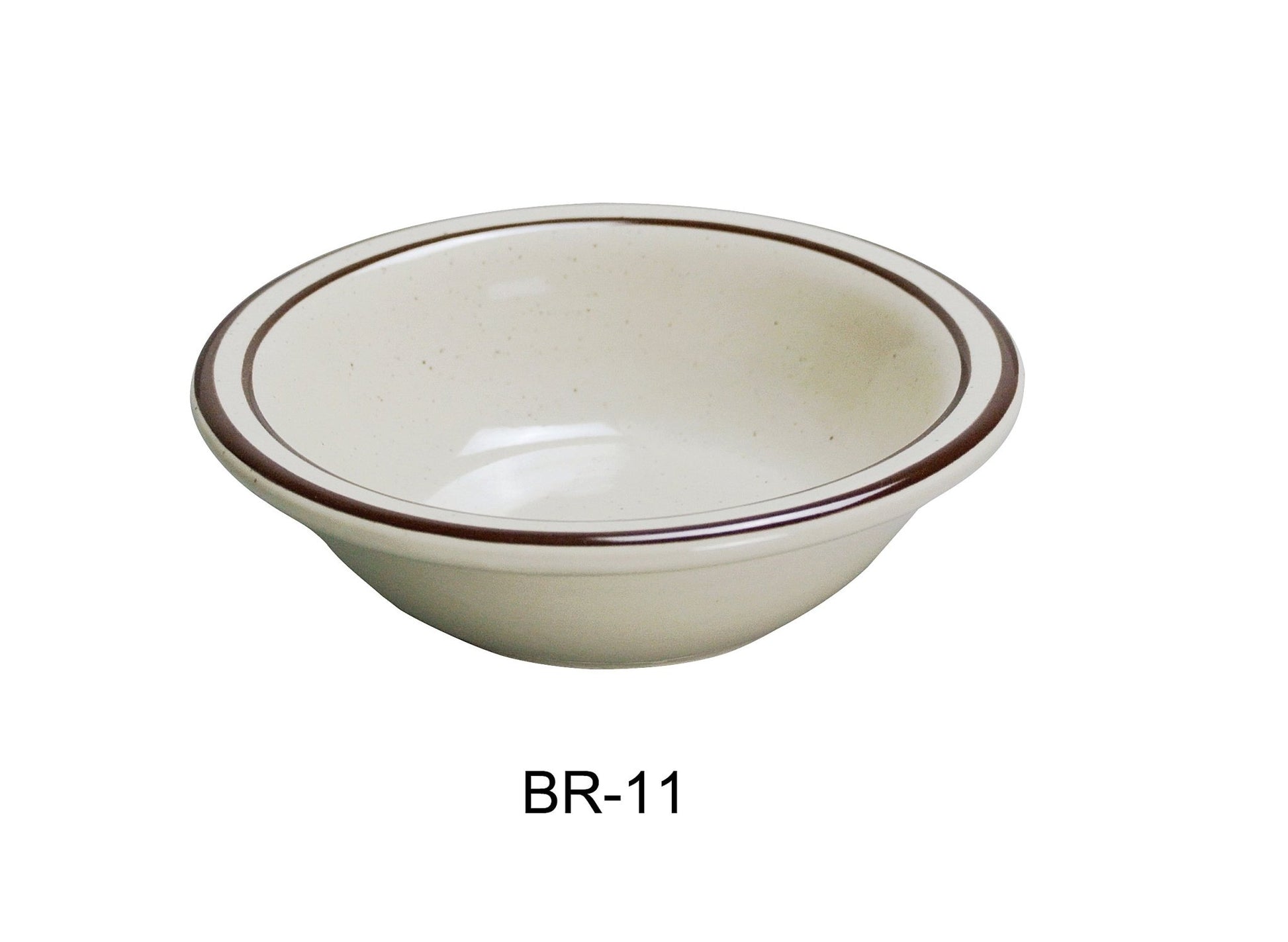 Yanco BR - 11 Brown Speckled Fruit Bowl, 4.75 oz Capacity, 4.625"‚ Diameter, China, American White Color, Pack of 36