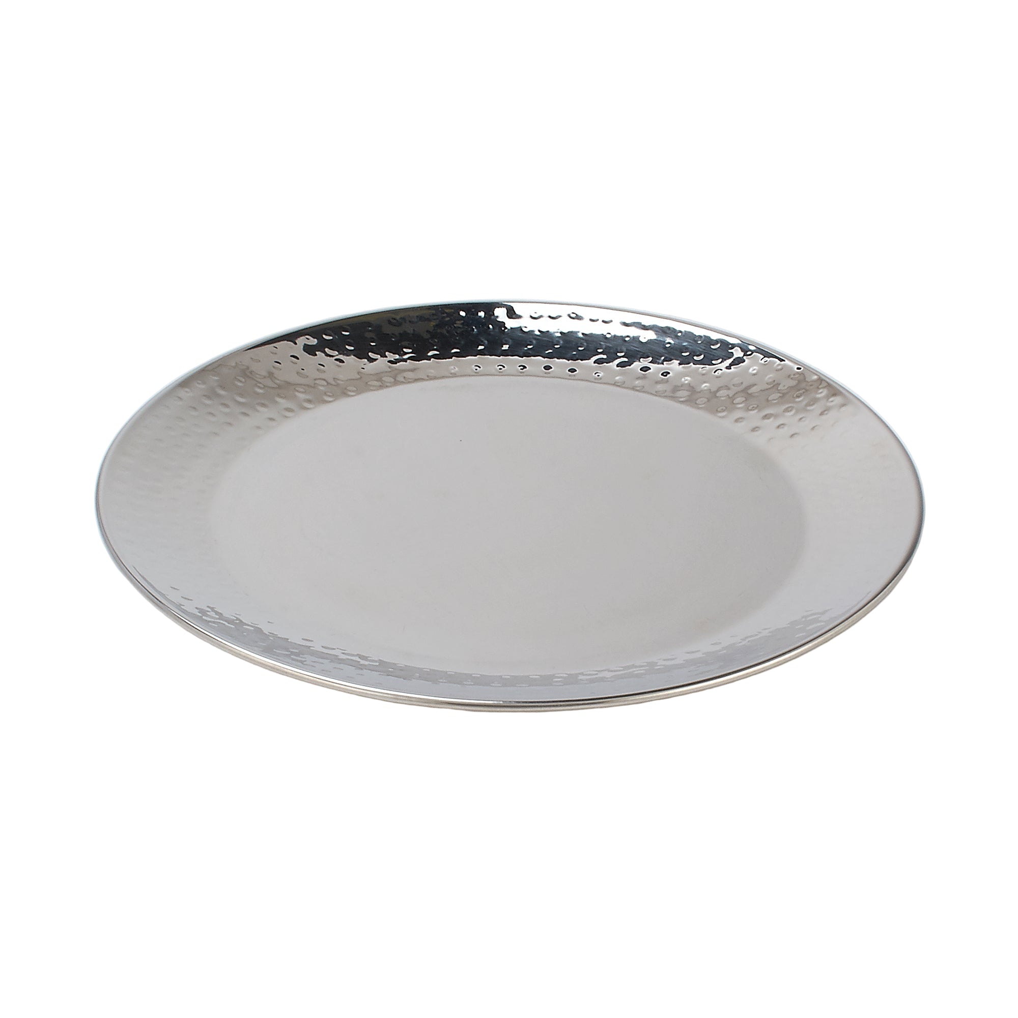 Hammered Stainless Steel Dinner Plate 10.25 Inches (26 cm)