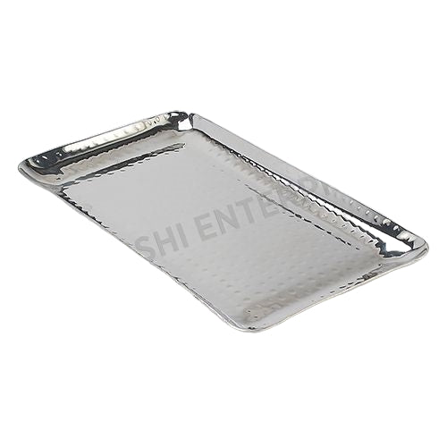 Hammered Stainless Steel Rectangular Platter - 12 Inches (30.5 cm) Long x 7 Inches (17.8 cm) Deep