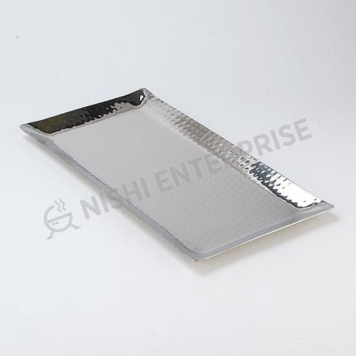Hammered Stainless Steel Rectangular Platter - 12 Inches (30.5 cm) Long x 7 Inches (17.8 cm) Deep