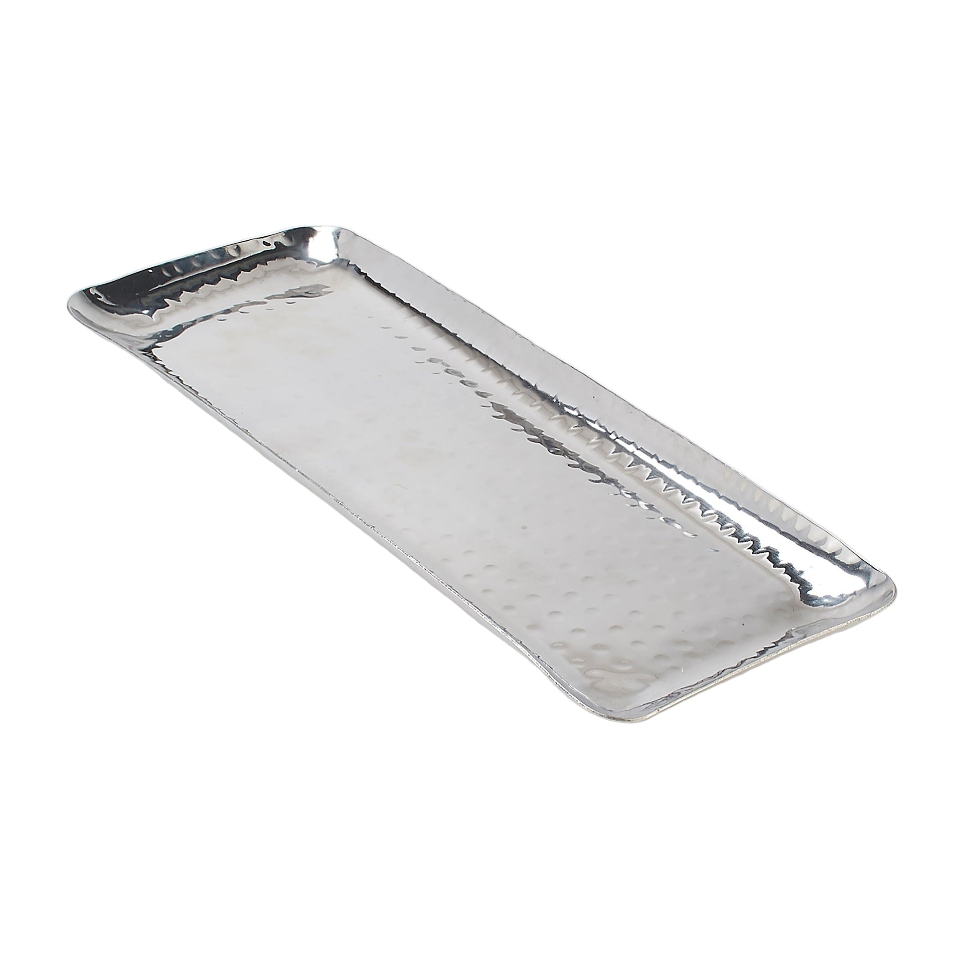 Hammered Stainless Steel Rectangular Platter - 14 inch long x 5 inch W