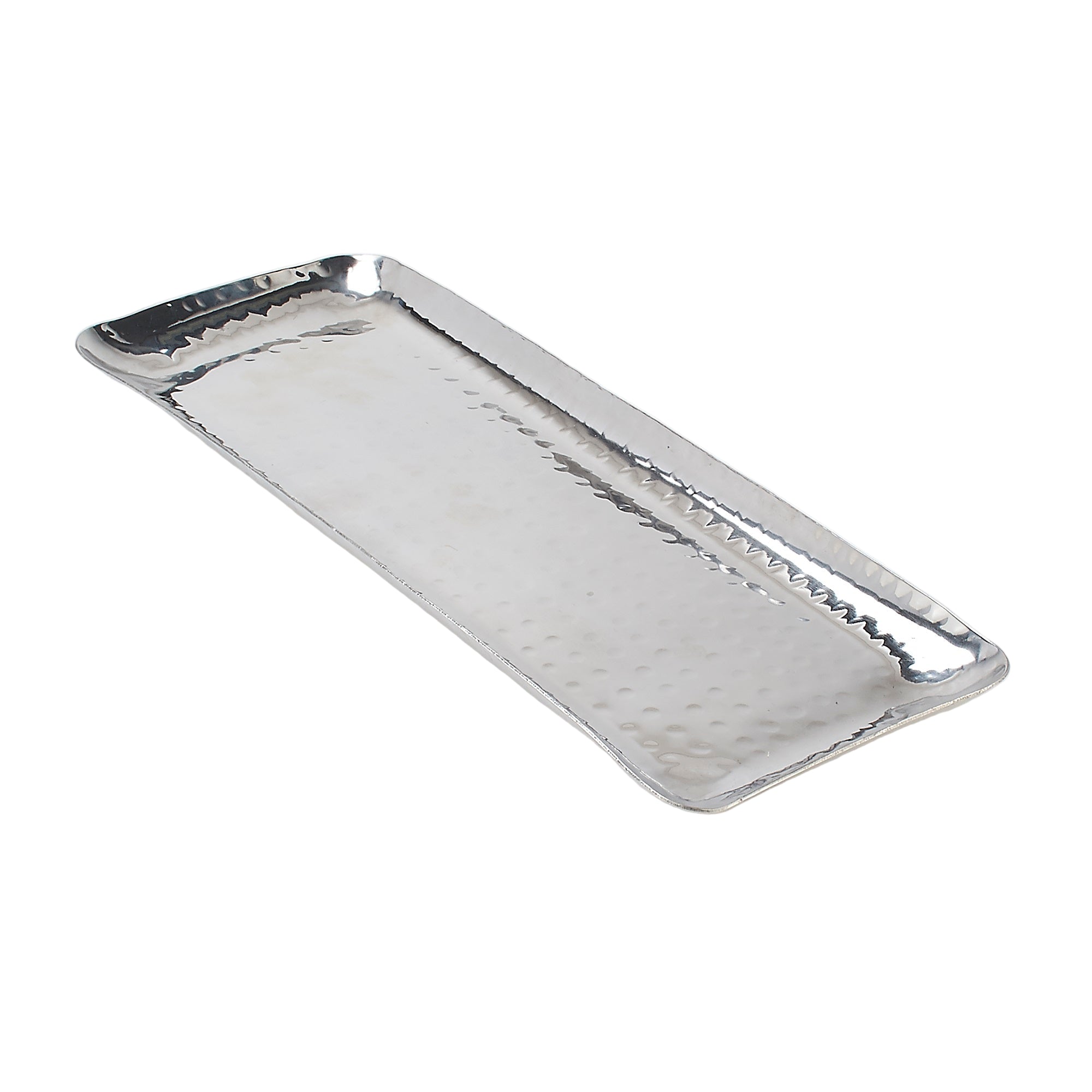Hammered Stainless Steel Rectangular Platter - 14 inch long x 5 inch W
