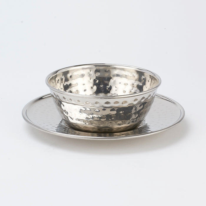 Hammered Stainless Steel Soup Bowl and Plate set