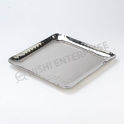 Hammered Stainless Steel Square Platter - 10 inch x 10 inch