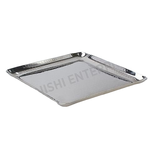 Hammered Stainless Steel Square Platter - 10 inch x 10 inch