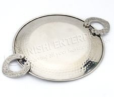 Tawa - Serveware - Indian Style Engraved Platter - Hand Hammerred Stainless Steel - 12"