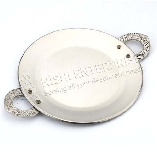 Tawa - Serveware - Indian Style Engraved Platter - Hand Hammerred Stainless Steel - 8"