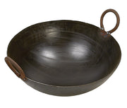Indian style Iron Kadai wok for deep frying - 24 inch, Round Shape with 2 Handles