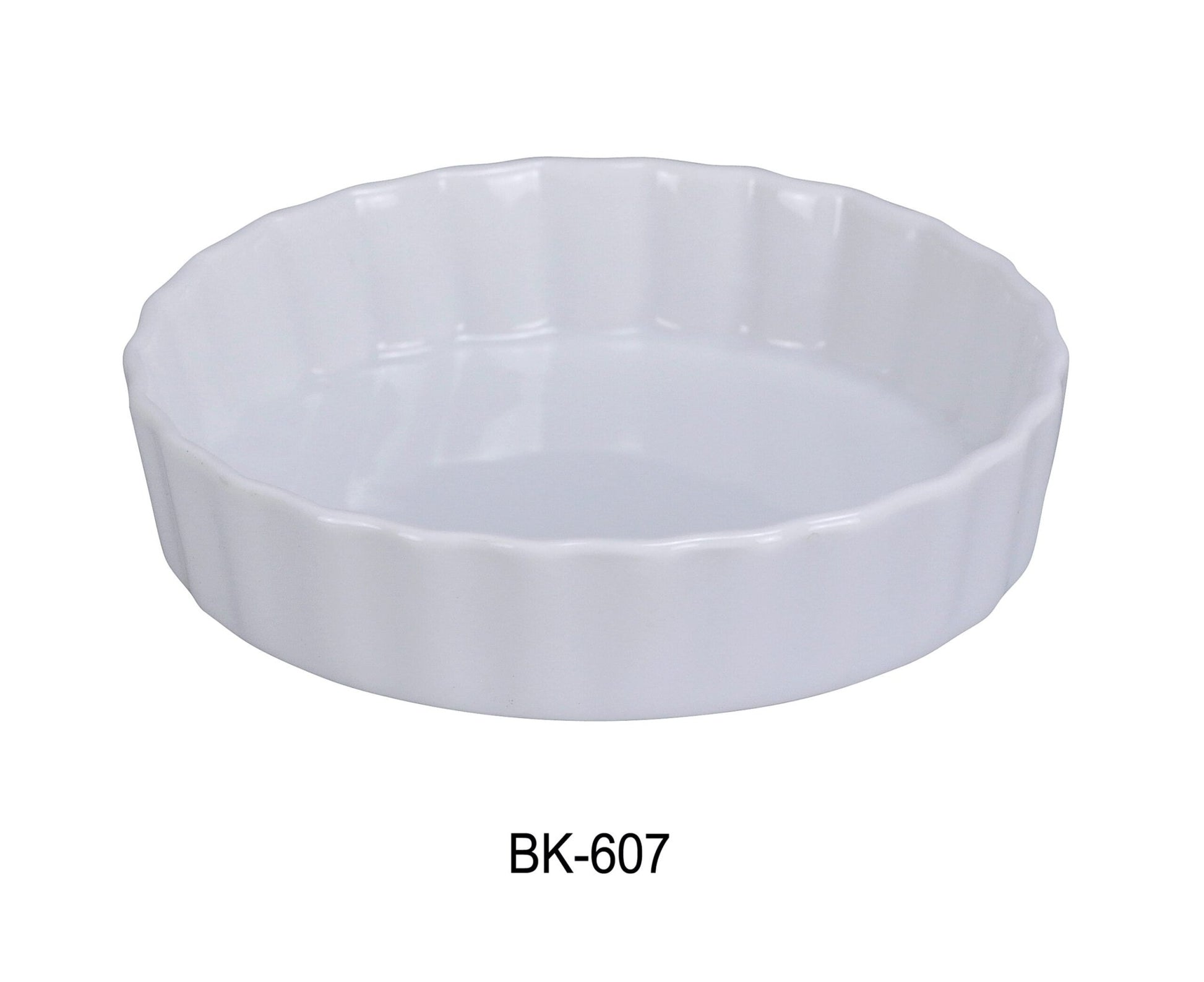 Yanco BK - 607 Quiche Dish, 18 oz Capacity, 7"‚ Diameter, 1.15"‚ Height, China, Super White, Pack of 24