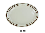 Yanco SS - 221 Sesame Oval Platter, 11.5"‚ Length, 8"‚ Width, 0.75"‚ Height, Melamine, Pack of 24