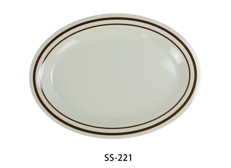 Yanco SS-221 Sesame Oval Platter, 11.5″ Length, 8″ Width, 0.75″ Height, Melamine, Pack of 24