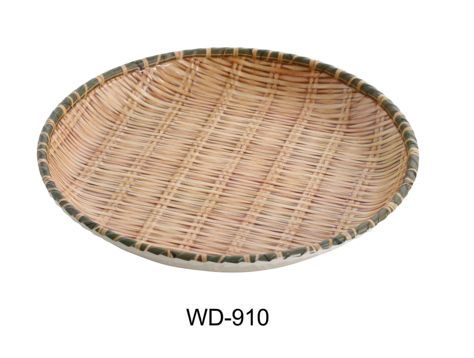 Yanco WD-910 Wooden Tray 9″ DEEP ROUND PLATE, Melamine, Brown Color, Bamboo Look, Pack of 24