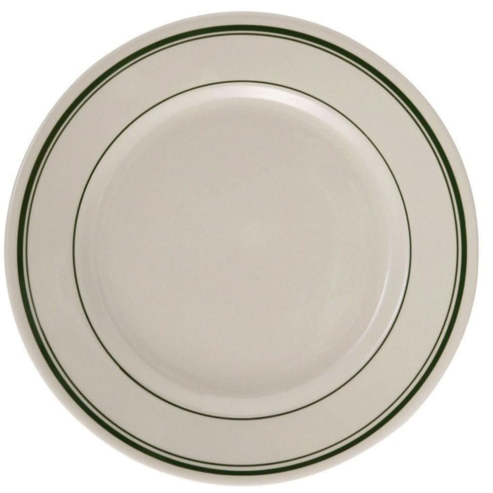 Yanco GB - 2 Green Band Saucer, 6.125"‚ Diameter, China, American White Color, Pack of 36