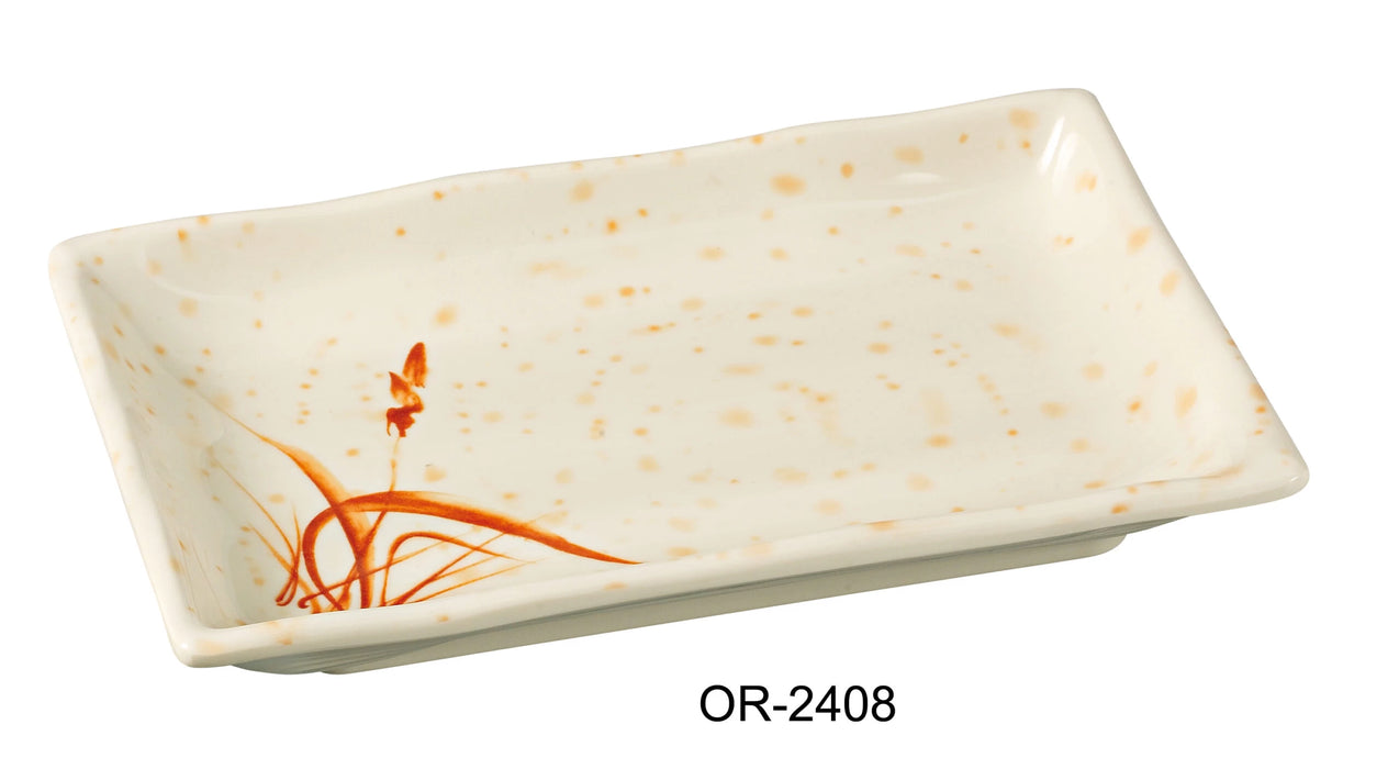 Yanco OR-2408 Orchis Rectangular Plate, 8″ Length, 5.5″ Width, Melamine, Gold Color, Pack of 48