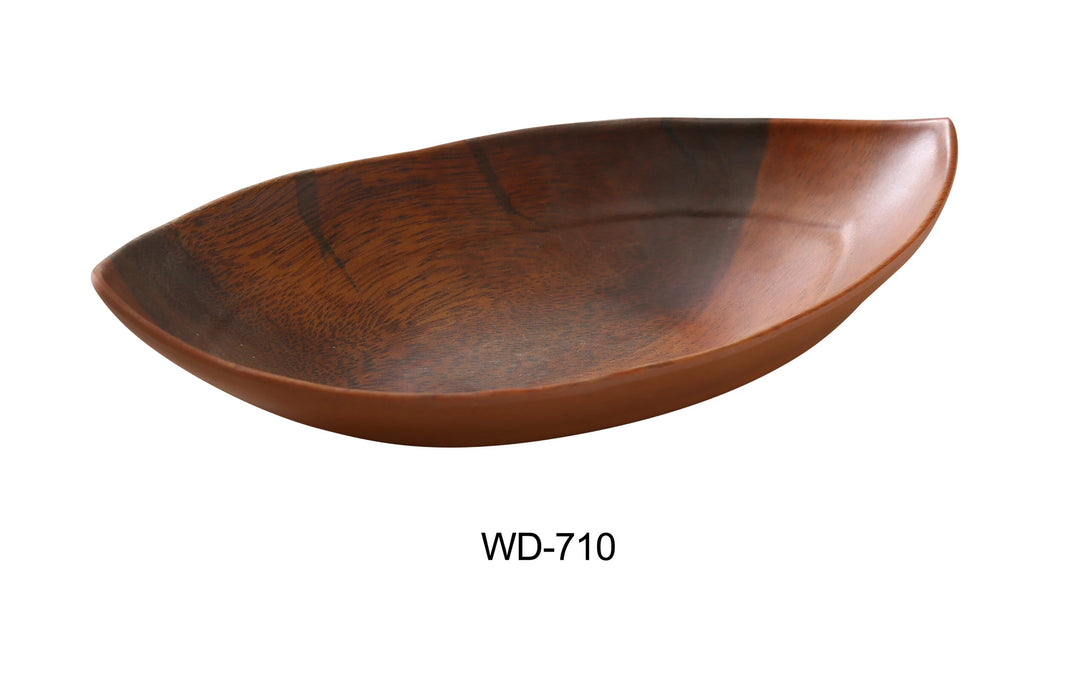Yanco WD-710 Oval Plate, 10″ Length, 5.5″ Width, 2″ Height, 18 oz, Melamine, Wood Look Finish, Pack of 24