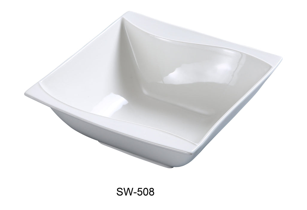 Yanco SW-508 Sea Wave 8.5″ Noodle Bowl, Square, 35-oz, China, Bone White, Pack of 24
